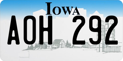 IA license plate AOH292