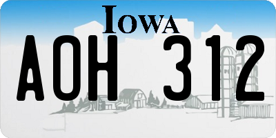 IA license plate AOH312