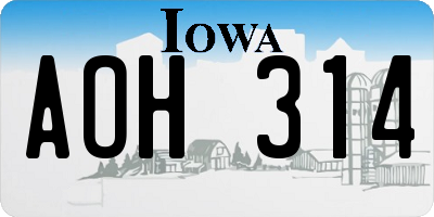 IA license plate AOH314