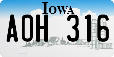 IA license plate AOH316