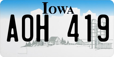 IA license plate AOH419