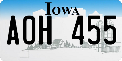 IA license plate AOH455