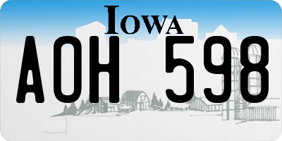 IA license plate AOH598