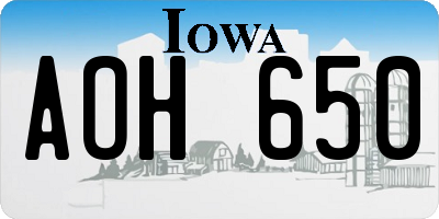IA license plate AOH650