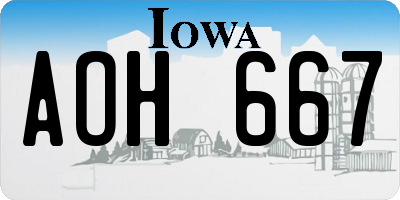 IA license plate AOH667