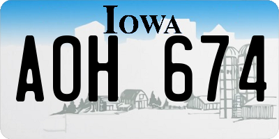 IA license plate AOH674