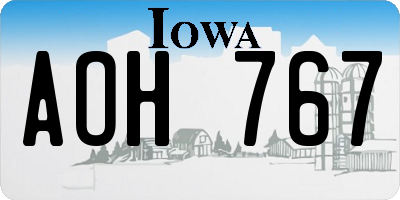 IA license plate AOH767