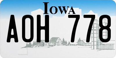 IA license plate AOH778