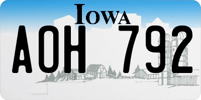 IA license plate AOH792