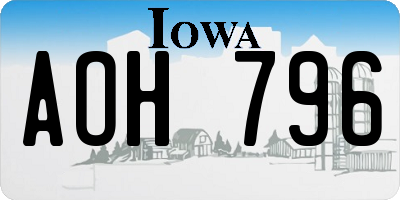 IA license plate AOH796