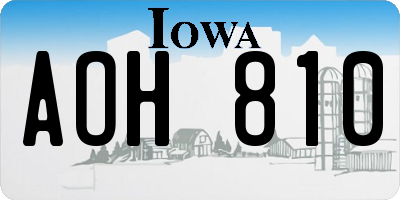 IA license plate AOH810