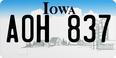 IA license plate AOH837