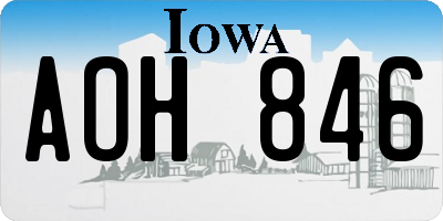 IA license plate AOH846