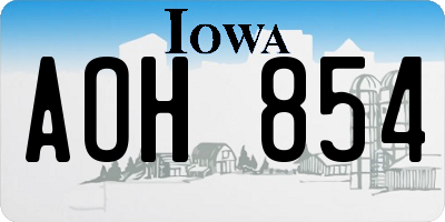 IA license plate AOH854