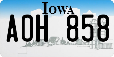IA license plate AOH858