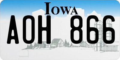IA license plate AOH866