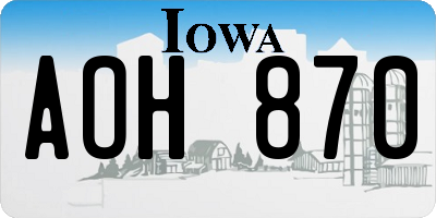 IA license plate AOH870