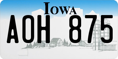 IA license plate AOH875