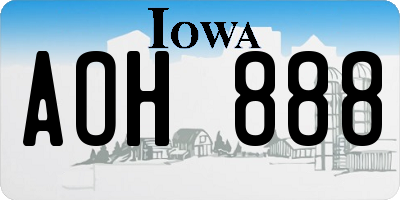 IA license plate AOH888