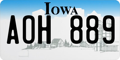 IA license plate AOH889