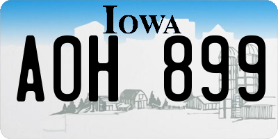 IA license plate AOH899