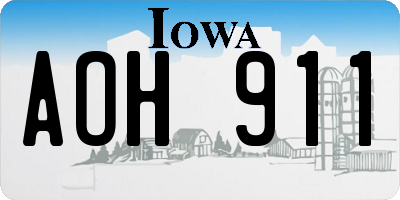 IA license plate AOH911
