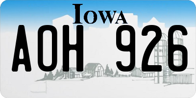 IA license plate AOH926
