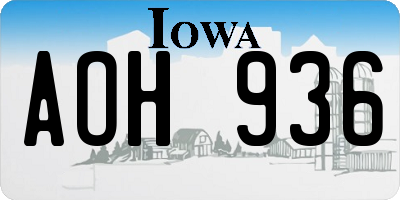 IA license plate AOH936