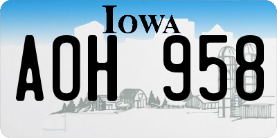 IA license plate AOH958