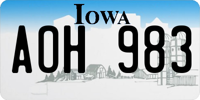 IA license plate AOH983