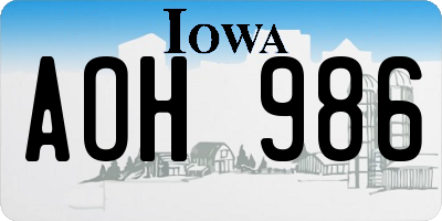 IA license plate AOH986