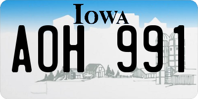 IA license plate AOH991