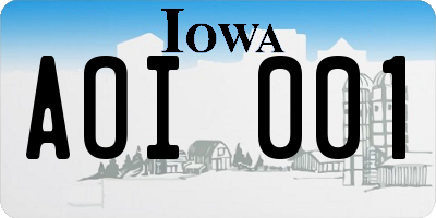 IA license plate AOI001
