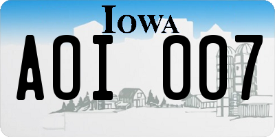 IA license plate AOI007