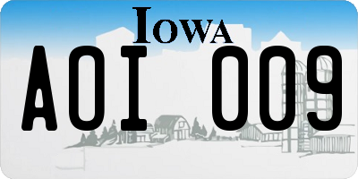IA license plate AOI009