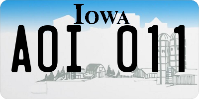 IA license plate AOI011