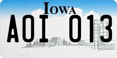 IA license plate AOI013