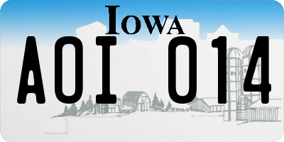 IA license plate AOI014