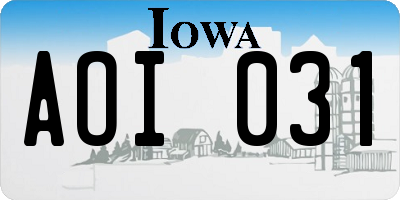 IA license plate AOI031