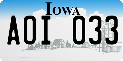 IA license plate AOI033