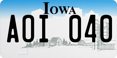 IA license plate AOI040