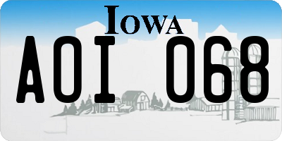IA license plate AOI068