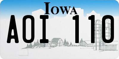 IA license plate AOI110