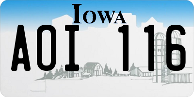 IA license plate AOI116