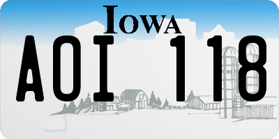 IA license plate AOI118