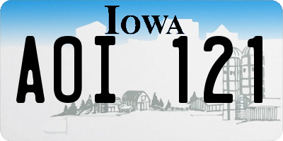 IA license plate AOI121