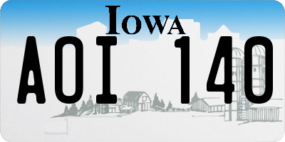 IA license plate AOI140