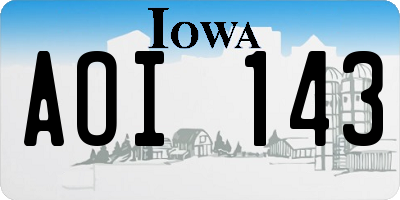 IA license plate AOI143