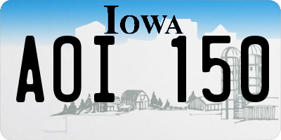 IA license plate AOI150