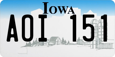 IA license plate AOI151